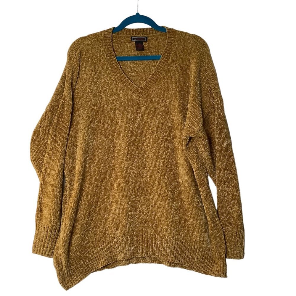 ms. Maggie Sweater Women Size 3X V-Neck Comfy Mustard Brown Oversized‎